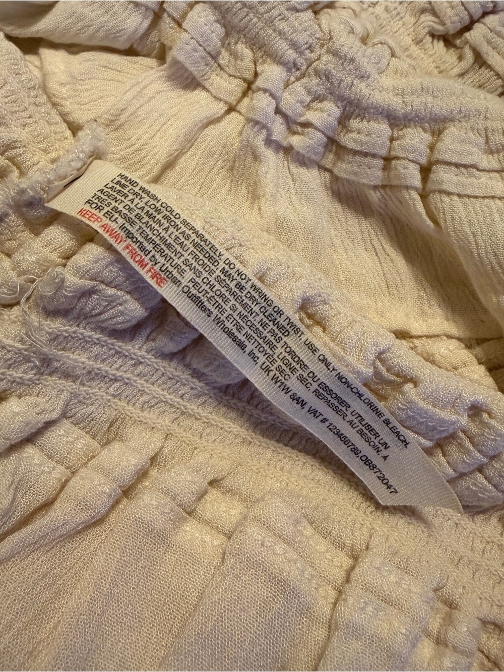 Free People Cream V-Neck Smocked Waist Blouse - Picture 8 of 9
